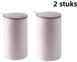 2-delige - Mesh schoenwaszak - Polyester - Alleen wasmachine - Ivoorwit, klein formaat 17*38cm