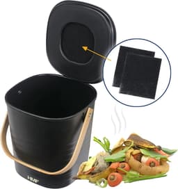 Compostemmer 5 liter - Actieve koolfilter - 165 x 165 mm - Vervangingsfilter voor geurcontrole - Geschikt voor compostemmers en kattenbakken — thumbnail 3