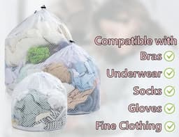 SnelShoppen - 3 Stuks Wasnetten Set voor Wasmachine - Coarse Mesh waszakken, Herbruikbaar, 30x40, 40x50, 50x60 cm, Perfect voor Kleding, Delicate Was, — thumbnail 4