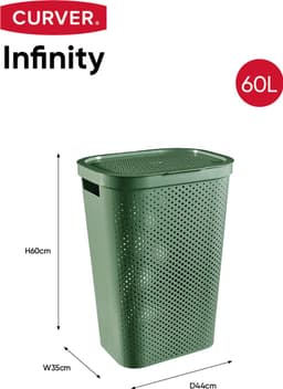 Curver Infinity Recycled Wasmand met deksel - 60L - 2 stuks - Groen — thumbnail 2