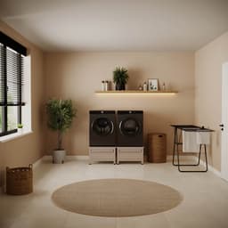 Wasophoogte® Wasmachine verhoger met lade en plateau - Dubbele wasmachine opbouwmeubel - Wasmachine sokkel - 42cm hoog - Taupe - Universeel - 65*60,5 (LxB) - Inclusief wandbeugels — thumbnail 2