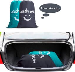 SnelShoppen - Pack van 2 Vouwbare Waszakken 120 Liter - Grote Opbergmand voor Vuile Was - Lichtgewicht Reistas - 61 x 92 cm - Grijs/Blauw — thumbnail 5