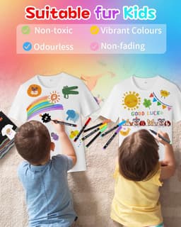 30 Kleuren Textielstiften, Textielmarkeerstiften, Wasmachinebestendige Textielmarker, Permanente Stofverf, Textielmarkers voor T-shirts, Hoeden, CanvasTassen, Doe-Het-Zelf Schilderen Stoffen Pennen — thumbnail 2