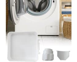 Wasmachine Afvoeropvangbak - Universele Wasmachine Lekbak - Afvoer Trechter voor Wateropvang - Druppelbak voor Pluizenfilter - Herbruikbaar Kunststof - De driedelige set omvat de stromingsgeleider en de moer - wit