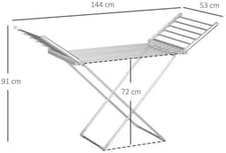 DayeLabel - Elektrisch Wasrek met Verwarming 230W - Opvouwbaar Wasrek - Verwarmd Droogrek - 144×53×91cm - Zilver — thumbnail 5
