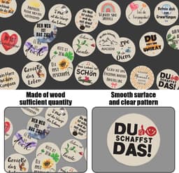 Dailygoods- Geluksbrengers 24 stuks - Houten Geluksbrenger - Ronde Mini-souvenirs - Inspirerende Citaten - Fluwelen Zakje - Tafeldecoratie - Gelukssteen — thumbnail 5