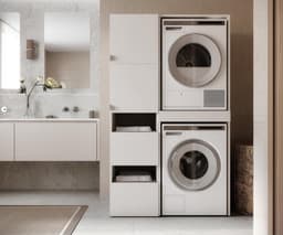 Badkamerkast Hoge Kast - Wastoren Kast - Wasmachine Opslag - Uittrekbaar Werkblad - 187 x 65 cm - Wit — thumbnail 5