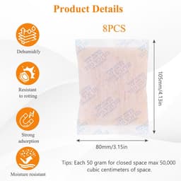 Gel Regenerable Desiccant,50 g x 8 stuks Silica Beads Orange,Silica Gel Beads,Silica Gel Dehumidifier,voor kledingkast Auto-ontvochtiger — thumbnail 5