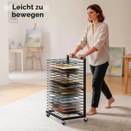 CINK & Co® Mobiel Droogrek met 19 Uitneembare Rekken - Voor Tekeningen en Papier - Metaal - Zwart - 40,5 x 30 x 70,5 cm — thumbnail 5