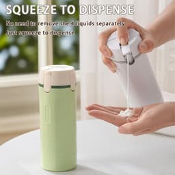 4-in-1 reisdispenser, navulbaar, lekvrij design, groen | Draagbare reisflessen om te vullen, altijd bij de hand, shampoo, crème, spoeling, lichaamsverzorging — thumbnail 4