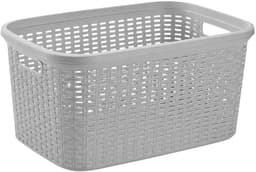 Plasticforte Wasmand - 3x - 35 liter - rotan - licht grijs - kunststof - 53 x 36 x 26 cm - draagmand - met handvatten - lichtgewicht — thumbnail 3