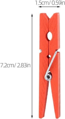 Wasknijpers 7,4 cm Hout 40 Stuks Gemengde Kleur - Sterke Metalen Veren - Dagelijks Gebruik - Knutselen en Beschilderen — thumbnail 2
