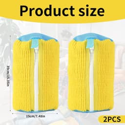 Schoenwaszak voor wasmachine – 360° schoenreiniger met YKK-ritssluiting – herbruikbare waszak voor sneakers, beschermt tegen vervorming en slijtage – 2 stuks (geel) — thumbnail 4