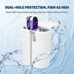 wasmachine, herbruikbare waszak met ritssluiting, 360° reiniging, anti-vervorming, waterdoorlatend, voor sneakers, gymschoenen, beschermt schoenen en wasmachine (wit) — thumbnail 3