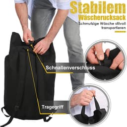 Waszak voor op reis, vuile was, XXL, 115 liter, waszak met 2 gevoerde schouderbanden, waterdichte waszak, opvouwbare opbergzak, dagrugzak, plundry bag — thumbnail 4