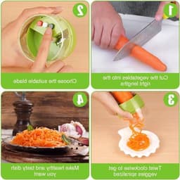 Draagbare spiraalsnijder voor groenten - 4-in-1 verstelbare spiraalsnijder voor pasta, courgette, wortel en aardappelnoedels — thumbnail 3