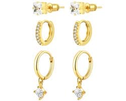 oorbellenset - zilveren oorbellen voor dames 3 stuks oorbellen sets voor meervoudige piercings meisjes verjaardagscadeaus zacht juweel voor vriendin vrouw moeder kerstkousenvulling