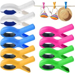 10 stuks handdoekklemmen voor strandstoelen, winddichte wasknijpers, kleurrijk — thumbnail 1