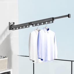 Wand Droogrek - Kledinghanger Opklapbaar - Ruimtebesparend Drogen - Aluminium Weerbestendig - 4.3x7.2x4.3 cm - Grijs — thumbnail 3