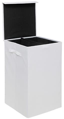 5Five Eureka sorteer wasmand - 74 liter - wit - 37 x 37 x 60 cm - MDF/Polyester stof - met afsluitklep — thumbnail 4