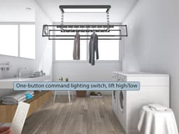 Verstelbaar Plafond Kleding Droogrek met Afstandsbediening en LED Verlichting — thumbnail 3