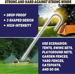 Heavy Duty Stalen Grondstakes J Haken Ankers - Extra Sterke Ankorage Stakes voor Tenten en Trampolines — thumbnail 4