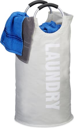 opvouwbare wasmand - met hengsel - 60 l - lichtgewicht - 70 x 38 cm - wit — thumbnail 2