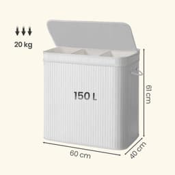 SONGMICS - Wasmand - Wassorteerder - Bamboe - Met Handgrepen - Uitneembare Waszak - 150 Liter — thumbnail 3