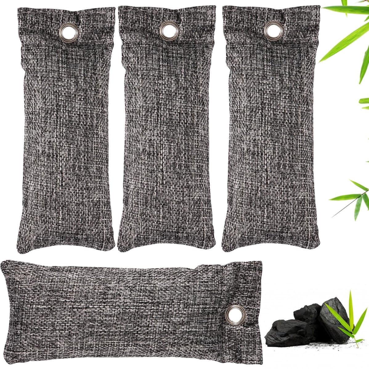 MTTproducts- Actieve Koolzakken 4 Stuks - Geurabsorbeerder - Herbruikbaar - Bamboehoutskool - Ademend - Duurzaam Materiaal - Geurabsorber — afbeelding 1