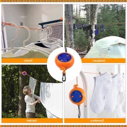 Verstelbare Waslijn van 8 Meter voor Buiten en Binnen, Draagbare Drooglijn voor Kamperen en Reizen, Ideaal voor Kleding en Handdoeken — thumbnail 2