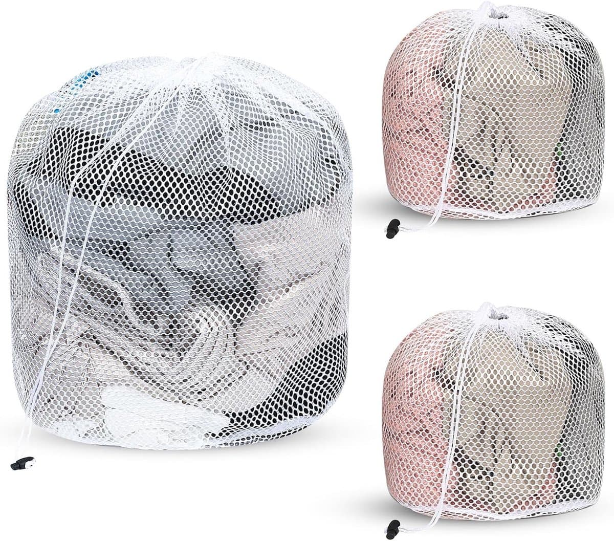 Set van 3 Waszakken van Gaas met Trekkoord voor Sokken, BH's en Kleding - Ideaal voor Wassen en Bescherming (30x40cm, 50x60cm) — afbeelding 1