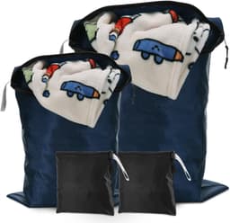 Set van 4 Vouwbare Waszakken voor Vuile Kleding, Herbruikbare en Waterdichte Tassen met Rits voor Zwemmen, Yoga en Reizen — thumbnail 1
