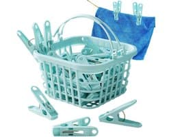 Wasknijpers - Kleine clips - Kleding drogen - Winddicht ontwerp - 30 stuks - Blauw