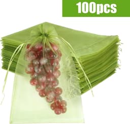 Fruitzakken - Beschermzakken - Gewassen Beschermen - Herbruikbaar Trekkoord - 100 stuks 15x20cm - Groen — thumbnail 3