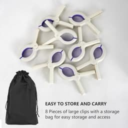 PromoHome 8 stuks sterke handdoekklemmen voor strandstoelen en waslijn - winddicht, antislip, wit/blauw - incl. opbergtas — thumbnail 4