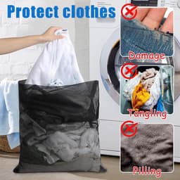 Dailygoody - Extra Grote Wasnetzakken - Bescherming voor Delicate Kleding - Zwart - Ideaal voor Wasmachine - Set van 2 Waszakken — thumbnail 3