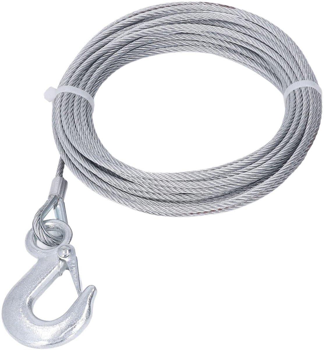 Dailygoody - Lierdraadkabel - Gegalvaniseerde Roestvrijstalen Kabel - 12 Meter - 2000LBS Sterkte - Zelfsluitende Haak - Geschikt voor Lieren — afbeelding 1