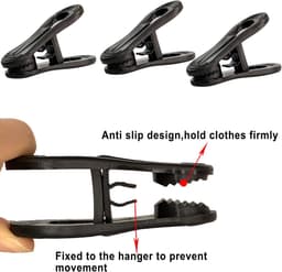 Hanger Clips - Kledingclips Organizer - Kleding Opbergen - Speciaal Ontwerp - 60 Stuks - Zwart — thumbnail 3