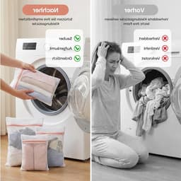 Set van 6 Grote Waszakken voor de Wasmachine, Meerdere Maten, Duurzame Wasnetten met Rits voor Fijne Was, Ondergoed, Sokken en Kleding — thumbnail 2