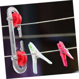 Kledinglijn Separator - Waslijn Verdeler - Ruimte Besparen - Verstelbaar Pulley Systeem - 2 Stuks - Rood — thumbnail 2