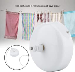 Intrekbare Waslijn - Telescopische Lijn - Kleding Drogen - Ruimtebesparend Ontwerp - 28 m - Wit — thumbnail 3