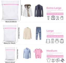 Set van 5 mesh waszakken - inclusief 1XL 2L 2M maten - roze kleur - geschikt voor delicate items - bh's - blouses - schoenen en babykleding — thumbnail 3