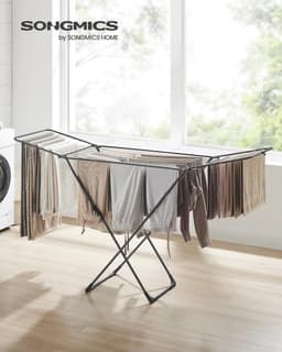 Inklapbaar Droogrek voor Beddengoed en Kleding – 50 x 182 x 102,5 cm, 17 Stangen, Geschikt voor Binnen en Buiten, Lichtgewicht en Ruimtebesparend — thumbnail 4
