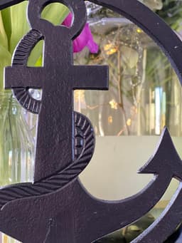 Decoratieve Anker op Houten Sokkel Zwart - 25x25cm - Maritiem Woonaccessoire — thumbnail 2