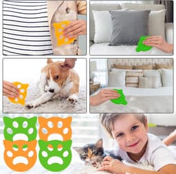 Oneay Huisdierhaarverwijderaar voor de was, 4 stuks, wasmiddel, pluizenverwijderaar voor de wasmachine, herbruikbaar - Huisdierhaarverwijderaar voor de was, beddengoed en kleding (Groen/Oranje) — thumbnail 4