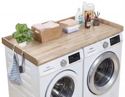 VEVOR Werkblad voor Wasmachine en Droger (137 X 69,9 cm) met Opstaande Rand en Haken, voor Organisatie en Opbergruimte In Linnenkast, voorraadkast Of Keukenblad, Draagvermogen 113 Kg, Eikenlook — thumbnail 1
