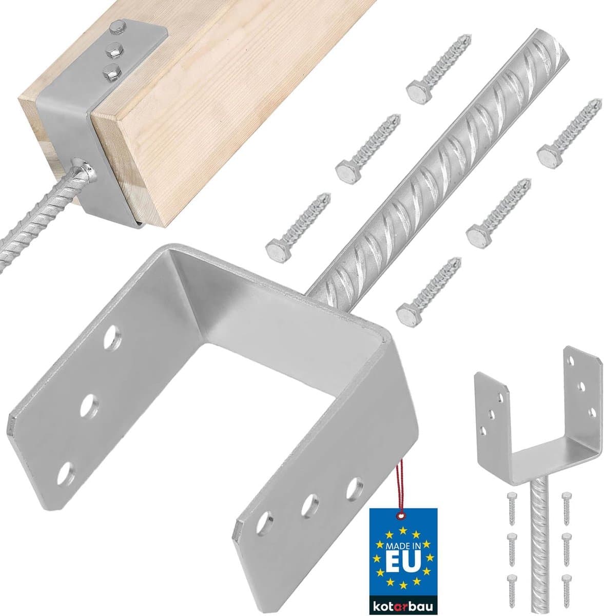 Paaldrager Betonanker - Paalhouder - Stevig Fundament - Thermisch Verzinkt Staal - 121 Mm Breed — afbeelding 1