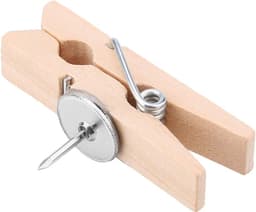 Houten Prikkers met Clips - Klemharingen Push Pins - Foto's Ophangen - Gatvrije Bevestiging - 50 stuks - Houtkleur — thumbnail 5