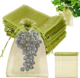 Fruitnetzakken met trekkoord - 23x17 cm - 200 stuks - Herbruikbare beschermzakken voor druiven, mango's, appels, granaatappels, perziken en ander fruit - Organza netten voor natuurlijke fruitteelt — thumbnail 1