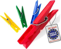 Wasknijpers Kunststof - Kledingklemmen - Kleding Drogen - Vrolijke Kleuren - 50 Stuks - Gekleurd — thumbnail 1